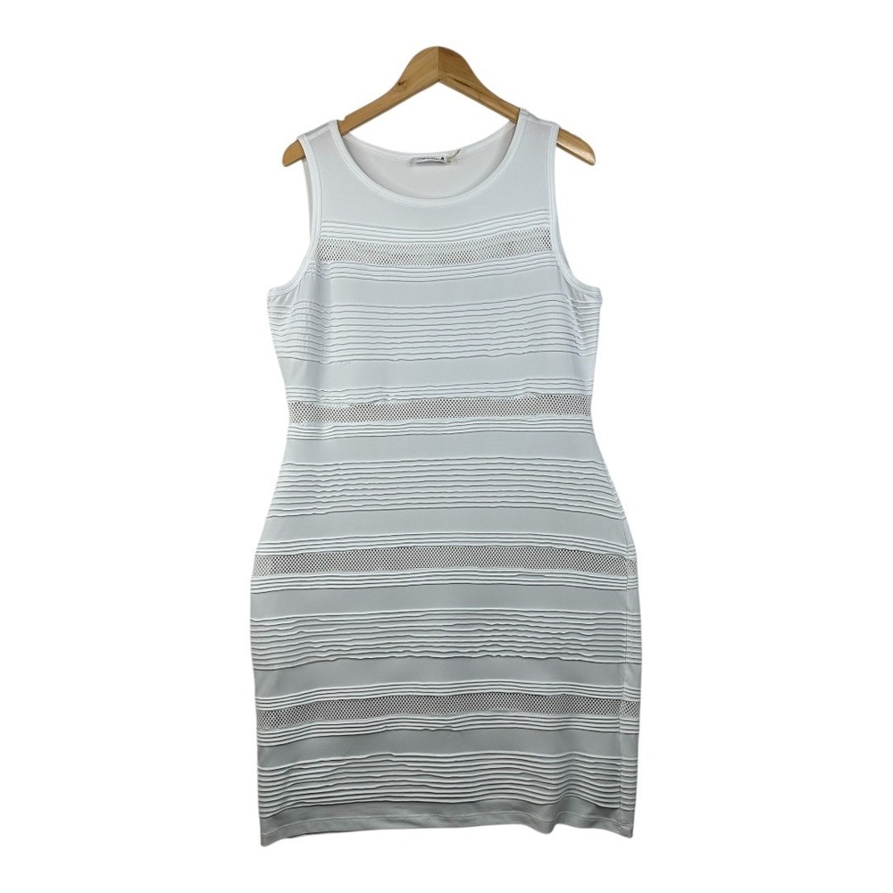 Calvin Klein Bodycon Striped Sleeveless Dress size 14 White‎